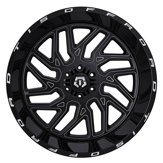 TIS 544BM wheel in Gloss Black Milled - front face view