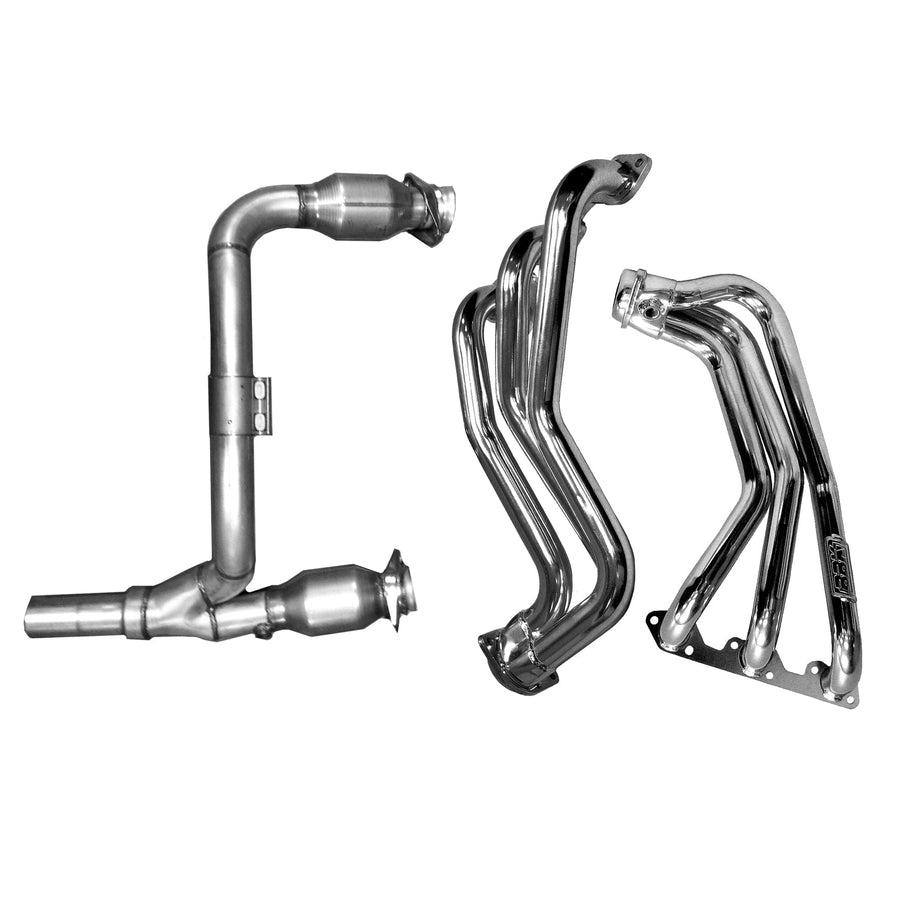 1-5/8 Long Tube Headers W/Cats Y Pipe (Chrome) — 07-11 Jeep Wrangler — primary product image