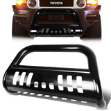 07-14 Toyota FJ Cruiser Bull Bar w/Skid Plate - Stainless Steel - Black — primary product image