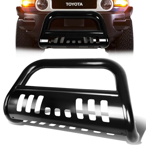 07-14 Toyota FJ Cruiser Bull Bar w/Skid Plate - Stainless Steel - Black — primary product image