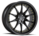 Aodhan DS07 wheel in Gloss Black w/ Gold Rivets - front face view