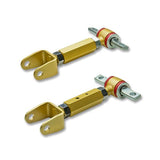 J2 Engineering adjustable rear lower camber arms in gold finish for 2002–2006 Honda Civic Si and Acura RSX