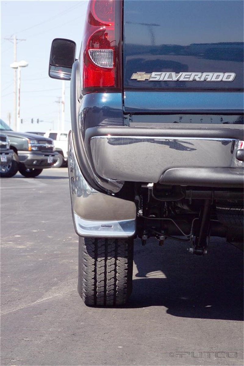 (Rear) Form Fitted Mud Skins — 03-07 Chevy Silverado, GMC Sierra 1500 2500 3500 HD — primary product image