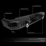 07-13 Chevy Silverado GMC Sierra 1500 Rear Step Bumper w/D-Ring Shackles - Heavy Duty Steel — product image 2